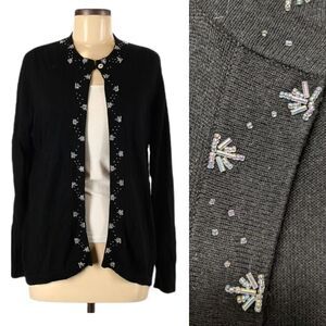 WASSERMAN Silk Cashmere Beaded Sweater Cardigan M